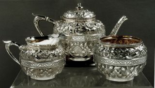 Gorham Sterling Tea Set  1879 PERSIAN PATTERN 2