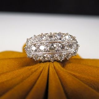 ANTIQUE 14k Gold Old Minor Cut DIAMOND Women ' s Wide Ring ESTATE Size 4.  75 3