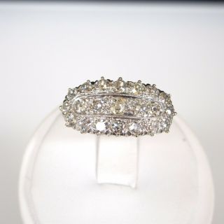 ANTIQUE 14k Gold Old Minor Cut DIAMOND Women ' s Wide Ring ESTATE Size 4.  75 5