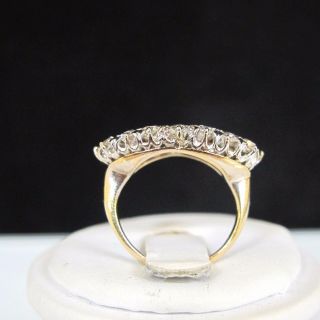 ANTIQUE 14k Gold Old Minor Cut DIAMOND Women ' s Wide Ring ESTATE Size 4.  75 6