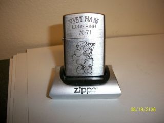 Zippo Lighter Vietnam Long Binh 1970 Mickey Mouse Snoopy