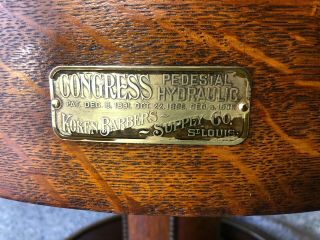 Antique Restored Double Round Koken Congress Barber Shop Chair Oak Early 1900 ' s 2