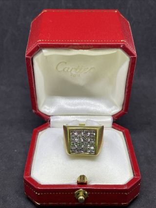 Cartier Vintage Men’s 18k Gold Diamond Ring 3 Cttw 21.  6 Grams Size 8.  5