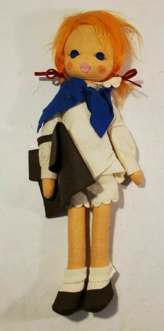 Vintage Lenci Italy Torino 18” Cloth Rag Doll Red Head School Girl