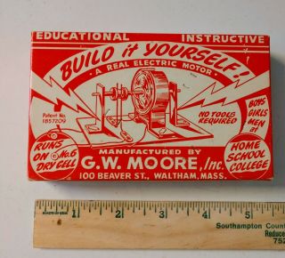 Vintage 1930s G.  W.  Moore Build It Yourself Electric Motor Kit - Incomplete