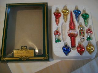 Vintage Kurt S Adler Kringle Glass Set Of 10 Mini Finial Ornaments 1 Tree Topper