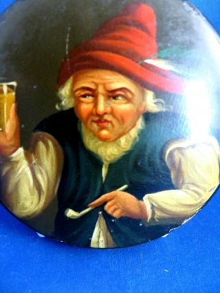 ANTIQUE EARLY 19THC PAPIER MACHE SNUFF BOX RED HAT,  PIPE,  BEER C1830 - STOBWASSER 3