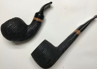 Two HS Studio pipes Morta Ancient Bog Oak Tobacco Pipes estate 2