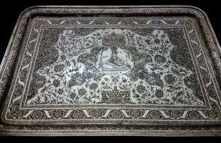 Museum Worthy Antique Persian Style Middle Eastern Islamic Silver Tray By Martin
