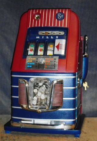 Mills 5 - Cent Jewel Bell Hi - Top Antique Slot Machine,  1946