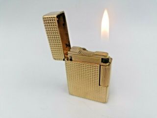 Vintage St Dupont Gas Lighter L1 Bs Gold Plated Overhauled 3 Mth Guarantee Ag09
