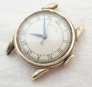 Vintage Art Deco Mens Hamilton 17j 10k Gold Filled Wristwatch Watch Parts Repair