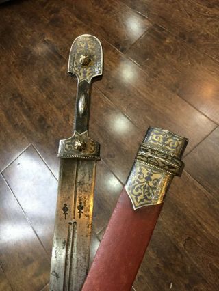 Antique Russian Caucasian Large Silver Dagger Kinjal Kindjal Sword Shamshir 84