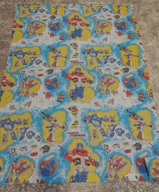 Vintage 1984 Hasbro Transformers Twin Bed Sheet Set - Fitted And Flat Sheets Euc