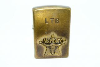 Vintage Estate Brass Marlboro Promo Zippo Lighter 12