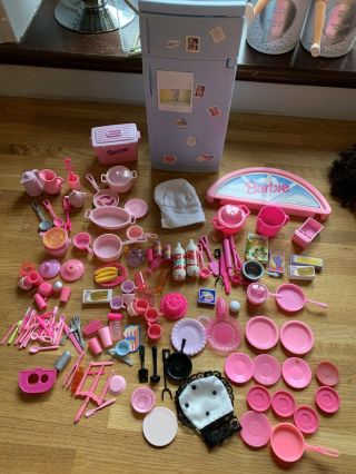 1990s Mattel Barbie Doll House Kitchen Furniture Set Fridge Sink Speaker Vintage