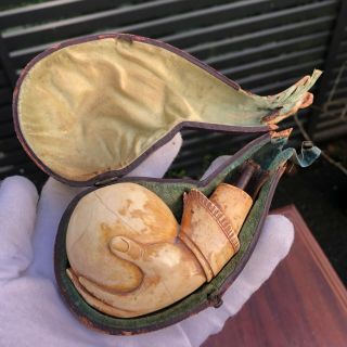 Wow Rare Antique Primitive Meerschaum Smoking Tobacco Carved Pipe Hand Egg Ball