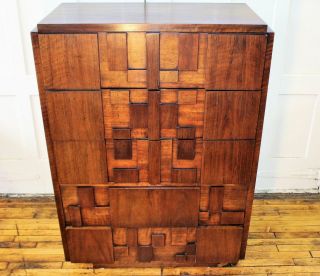 Lane Mid Century Modern Brutalist/cubist Dresser Tallboy Chest " Staccato "