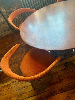 Authentic 1960s Warren Platner For Knoll Dining Set 4 Chairs,  Rosewood Table 2