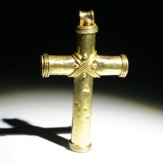 Large Ancient Roman Byzantine Gold Cross Pendant Circa - 4th/6thc Ad