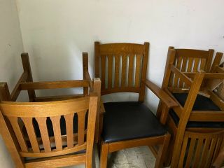 Stickley Mission Oak Dining Room Chairs,  Four Side Chairs,  Two End Chairs