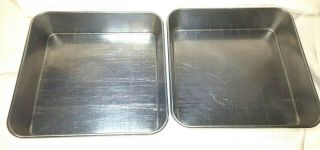 Set Of 2 Vintage Heavy Duty Stainless Steel 9”x 9”x 2 " Square Cake/brownie Pans