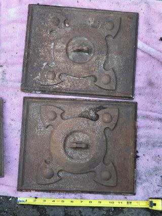 Vintage / Antique Cast Iron Washington Stove Works; 2 Side Panels: 13 " X 10 1/4 "