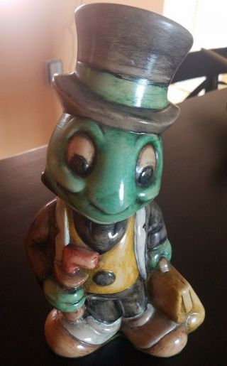 Vintage Rare Ceramic Jiminy Cricket Disney World Statue Figure Walt Hand Painted