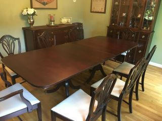 Antique Mahogany Dining Room Set - Table/8 Chairs,  China Cabinet,  Buffet Table