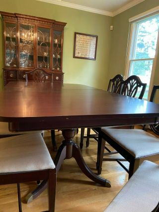 Antique Mahogany Dining Room Set - Table/8 chairs,  china cabinet,  buffet table 4