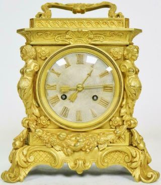 Sublime Antique 19thc Large French Bronze Ormolu Bell Striking Carriage Clock