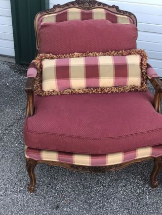 Henredon Country French Upholstered Bergere Living Room Arm Chairs