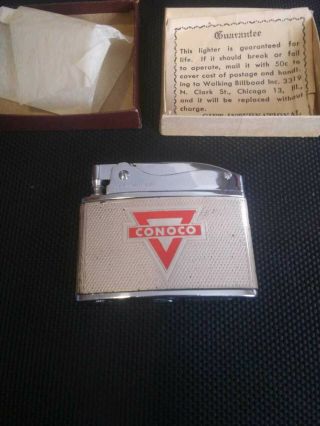 VINTAGE CONOCO GAS / OIL FLAT ADVERTISING LIGHTER - HOTTEST BRAND GOING 2