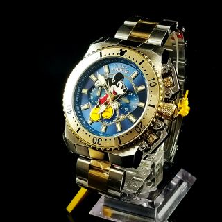 Invicta 48mm Disney Limited Ed Pro Diver Micky Mouse Chrono Blue Two Tone Watch