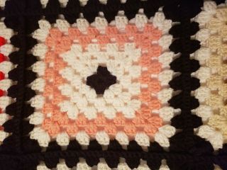 Vintage Handmade Crochet Granny Square Afghan Blanket Throw (64 
