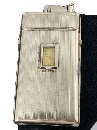 Vintage Evans Cigarette Case Lighter With Built In Watch