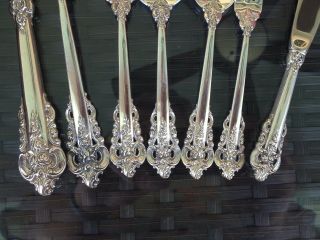 COMPLETE 60 PC OLD HEAVY SET WALLACE GRANDE BAROQUE STERLING FLATWARE SETTING 6