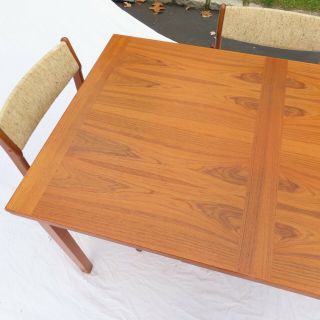Midcentury Danish Modern Extendable Teak Dining Table and 4 Chairs Cdn 4