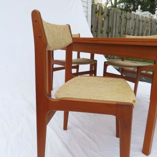 Midcentury Danish Modern Extendable Teak Dining Table and 4 Chairs Cdn 5