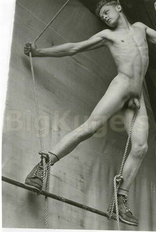 1920s Early Male Nude Fine Art Academic Study Acrobatic Pose Boots