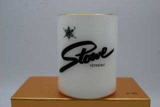 Vintage Stowe Vermont Skiing Federal Glass White Mug Advertising