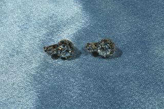 Antique French 18k Gold Old Cut Diamonds Earrings 10