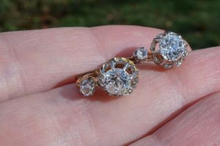 ANTIQUE FRENCH 18K GOLD OLD CUT DIAMONDS EARRINGS 10 2