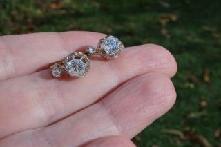 ANTIQUE FRENCH 18K GOLD OLD CUT DIAMONDS EARRINGS 10 4
