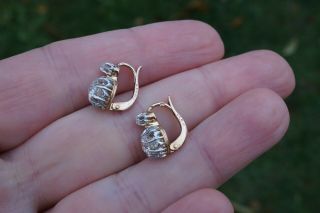 ANTIQUE FRENCH 18K GOLD OLD CUT DIAMONDS EARRINGS 10 5