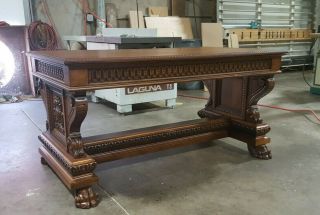 Antique Style Italian Carved Renaissance Desk Table