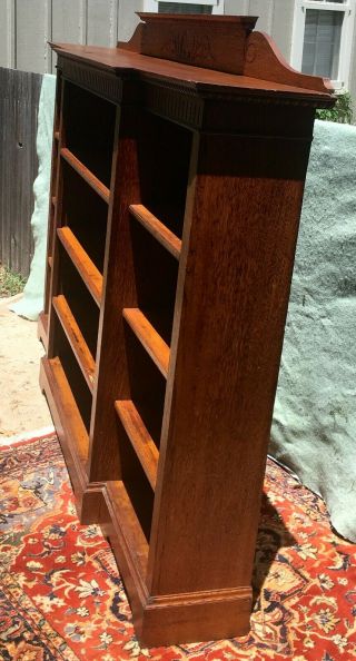 Antique Large Oak Antique Arts & Crafts Open Bookcase Adjustable Shelves Unusual 2