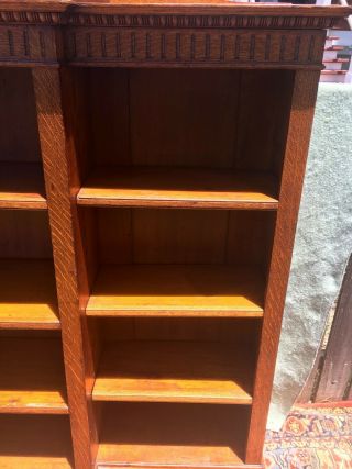 Antique Large Oak Antique Arts & Crafts Open Bookcase Adjustable Shelves Unusual 4
