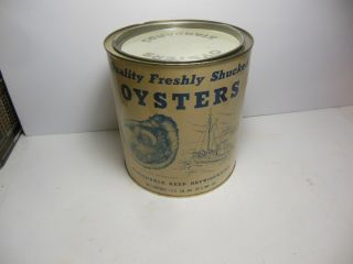 Vintage Gallon Oyster Can Tin Conrad & Sons Mollusk Va Good Cond Virginia Chesap