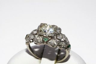$15,  950 2.  04CT ANTIQUE ART DECO NATURAL DIAMOND & EMERALD PLATINUM RING 5